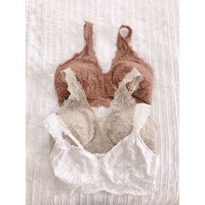 Aerie Eyelash Lace Plunge Bralette Lot LDD Lg DD
